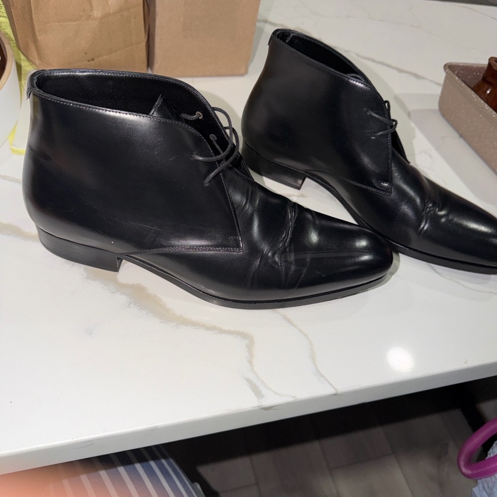 Saint Laurent Black Wyatt leather boots